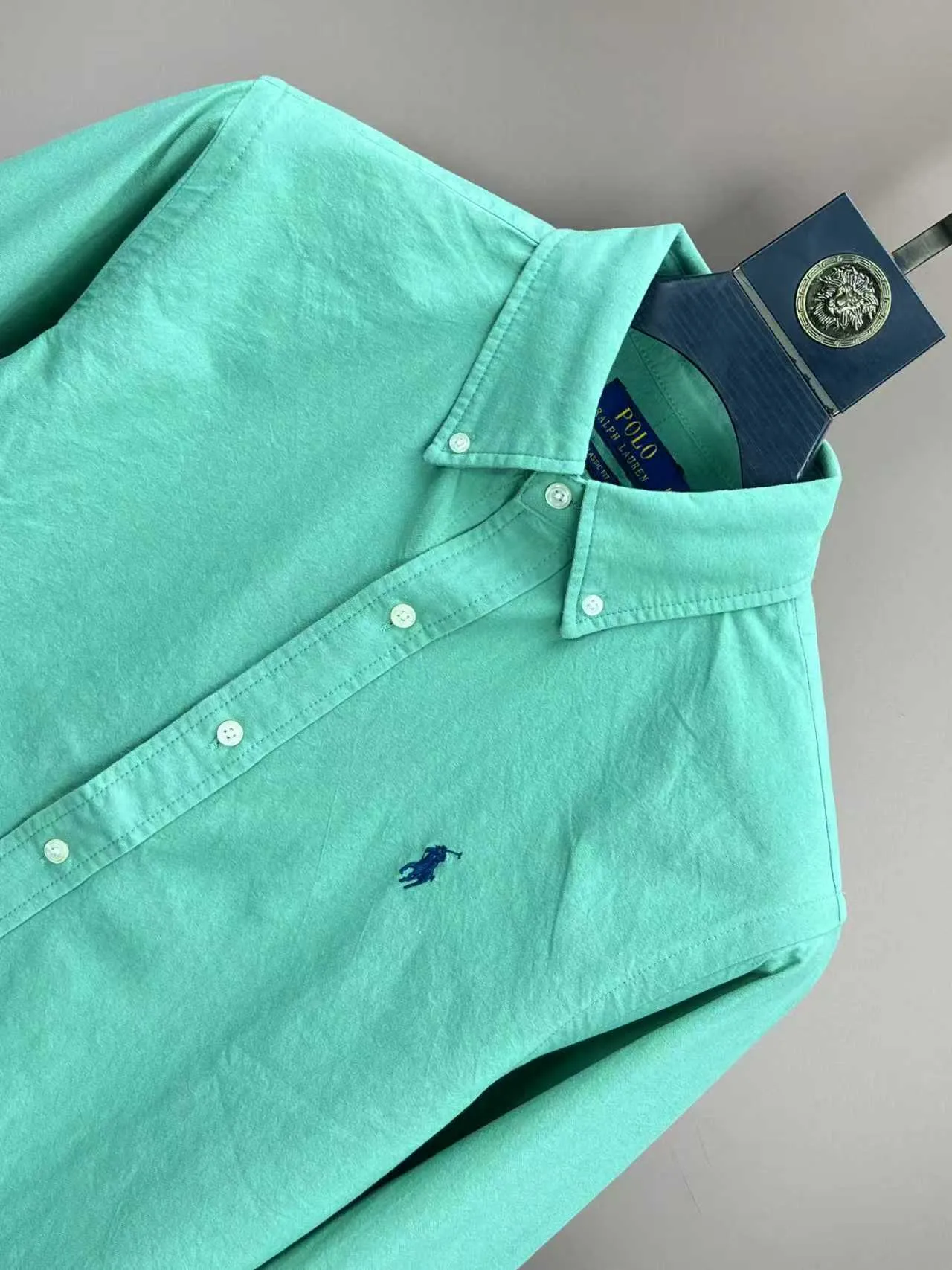 P360 Polo 25ss new solid color logo embroidered buttoned long-sleeved shirt men's high version code number: XS.S.M.L.XL.